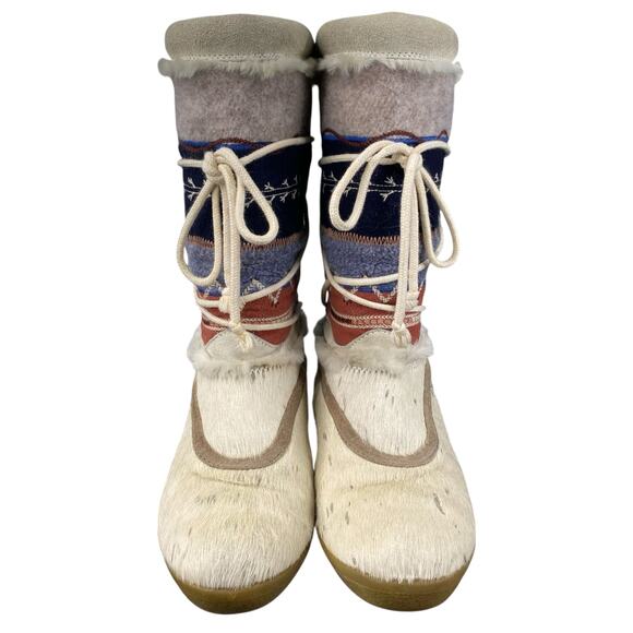 Vintage Tecnica Women’s Ivory Goat Fur Winter Boots Size 42 US 9.5 - Picture 7 of 10